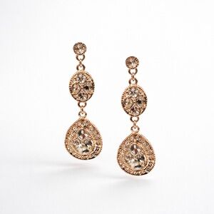 Givenchy Crystal Teardrop Dangle Earrings Rose Gold Tone